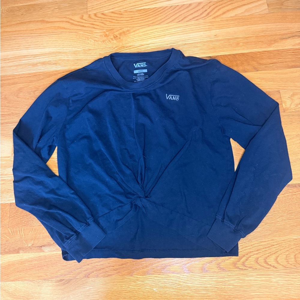Vans Black Knot Front Long Sleeve Top Small Y2K Skater Streetwear Tee